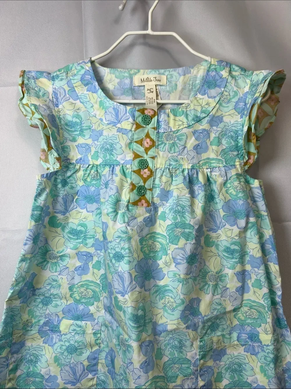 Matilda Jane aqua Azaleas woven floral print dress NWOT size 6